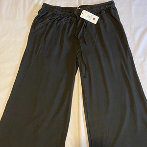 Bathrins Women's Wide Leg Capri Pants B73 Black Size XXL